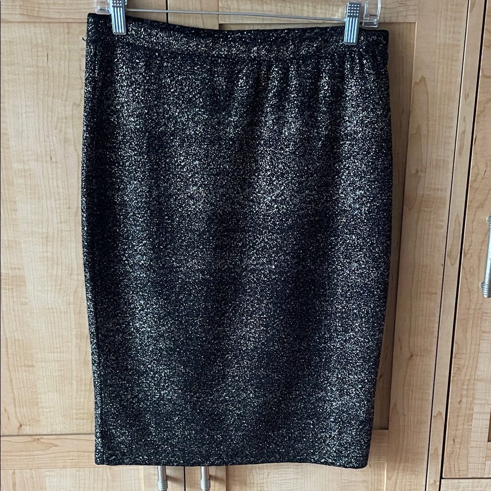 Love Blossom Elegant Black stretch Gold Glitter Skirt